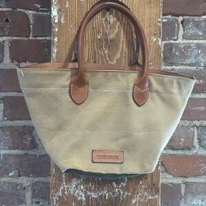 Dooney & Bourke Beige Canvas Tote with Brown Leather Accents